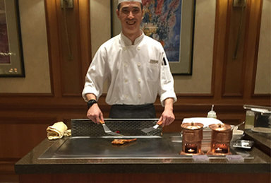 Mobile Teppanyaki Table With Small Marble Counter Top